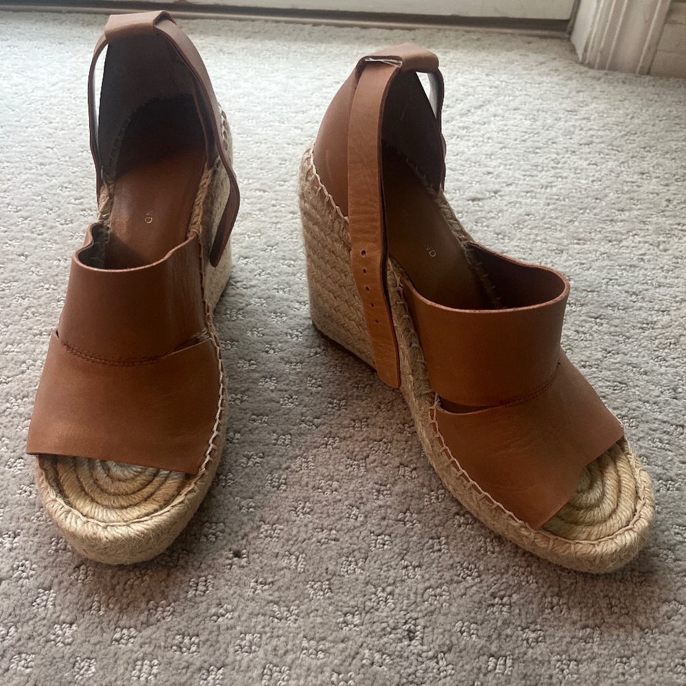TREASURE & BOND SANNIBEL Tan Open toe Wedge Espadrille Platform Size 7